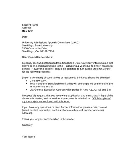 student sample letter  appeal  reconsideration lodi letter
