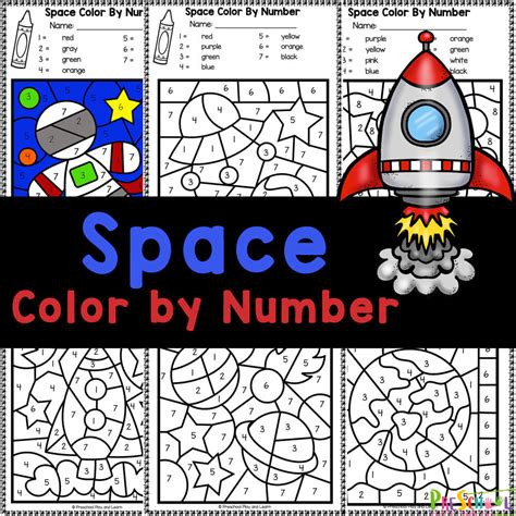 printable outer space color  number preschool worksheet