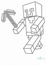 Minecraft Pickaxe Kolorowanki Kolorowanka Postacie Minecrafta Malvorlagen Ler Pintar Feito sketch template