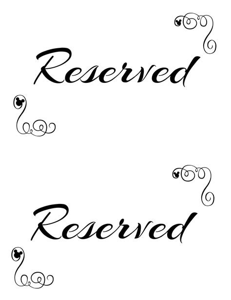 printable reserved seating signs   wedding ceremony