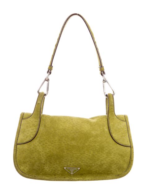prada green suede shoulder bag handbags pra  realreal