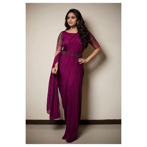 Actress Keerthi Suresh Beautiful Designer Saree Stills