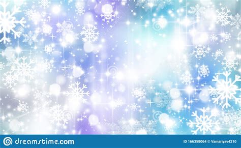 Blue Winter Background Bokeh White Snowflakes Circles Glitter