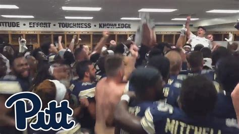 Pitt Football Locker Room Celebration After Win Over Penn