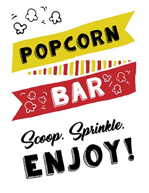 printable popcorn sign ideas diy popcorn bar popcorn bar