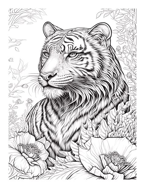 printable jungle roar tiger coloring page  kids  adults
