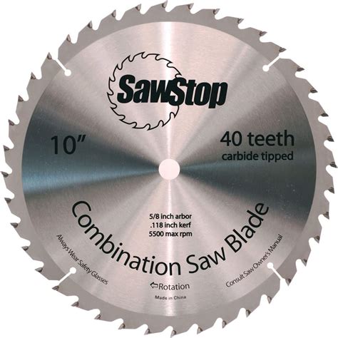 sawstop cns    tooth combination table  blade      arbor amazonca