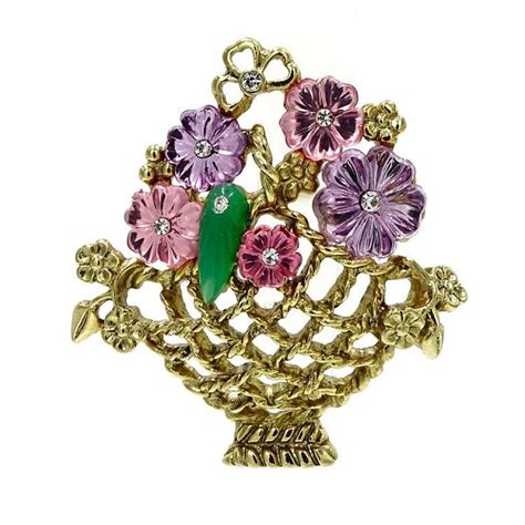 vintage 1928 jewelry co flower basket pin