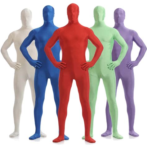 unisex adult mens spandex lycra full body zentai suit tight skin suit pure color design party