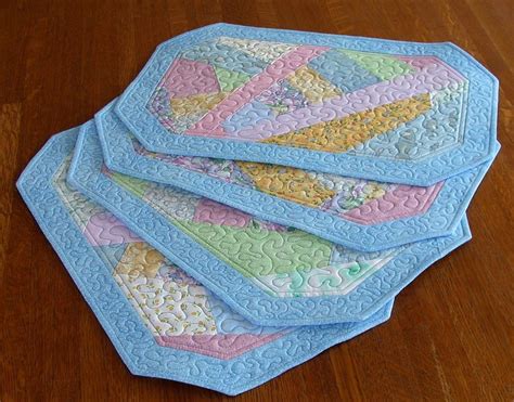 patchwork placemats quilted pastels ooak reversible etsy placemats