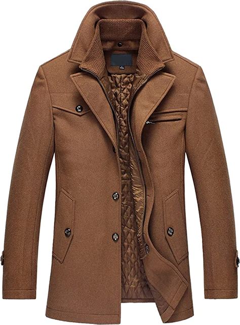 youthup heren jassen regular fit wol trenchcoat dikke winter peacoats mid length militaire