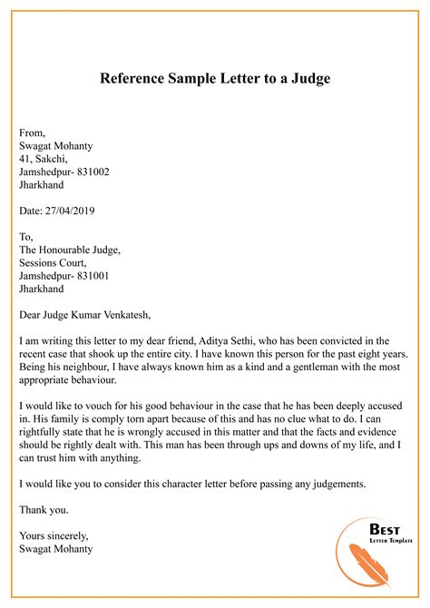 letter  judge template   address  letter   judge gplusnick