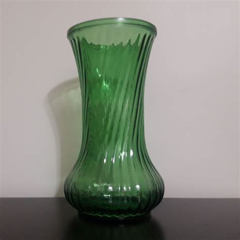 Vintage Glass Flower Vase Home Decor Green Glass Vase 1960s Flower