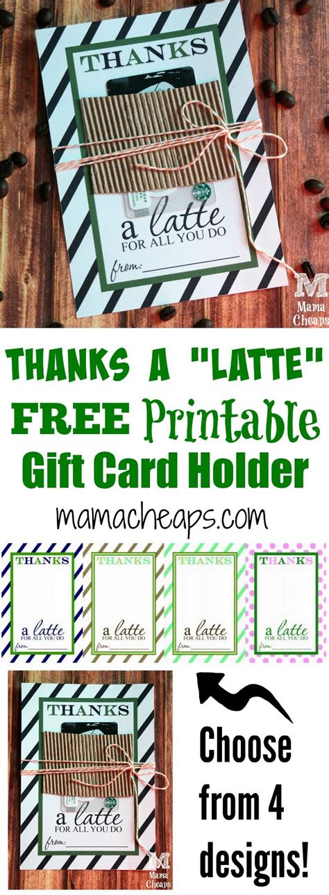 latte  printable gift card holder  printables latte  gift