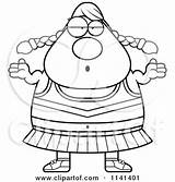 Chubby Careless Shrugging Cheerleader Clipart Cartoon Cory Thoman Outlined Coloring Vector 2021 sketch template