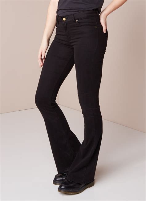 lois raval high waist flared jeans met stretch zwart de bijenkorf