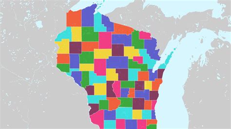 counties  wisconsin interactive colorful map