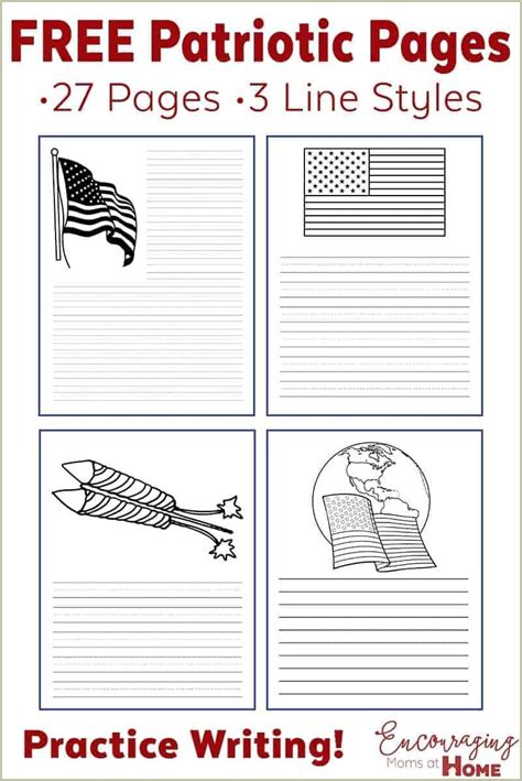 patriotic template  printable lined writing paper resume gallery