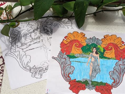 mermaid coloring pages  adults  children etsy