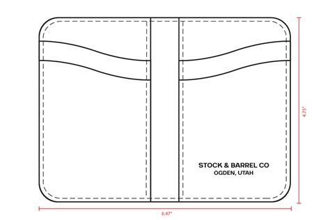 mens leather wallet pattern vertical wallet template stock  barrel