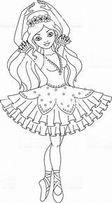 Coloring Ballerina Pages Princess Barbie Dress sketch template