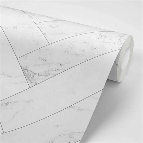 Shop Grey Marble Herringbone Tile Removable Fabric Wallpaper Online