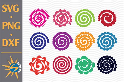 rolled flowers graphic  svgstoreshop creative fabrica