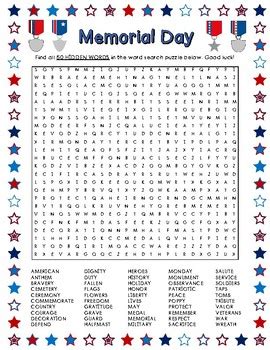memorial day word search puzzle waltery learning solution  student