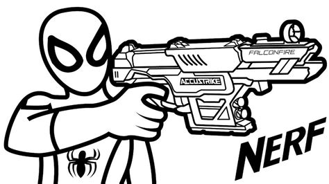 nerf gun hold  spiderman coloring page