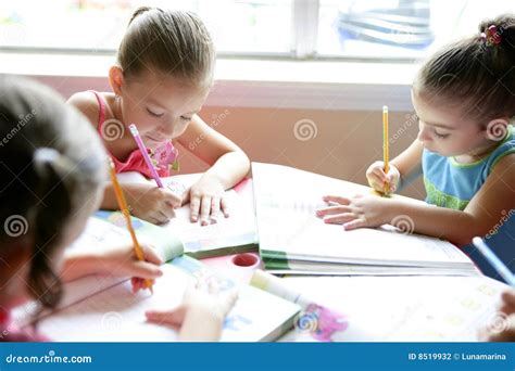 beautiful  girls homework  home stock photo image  cute