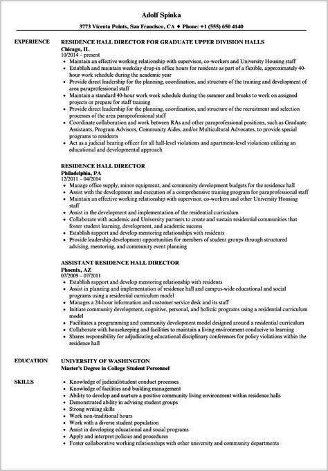 resident assistant resume objective college resume  gallery