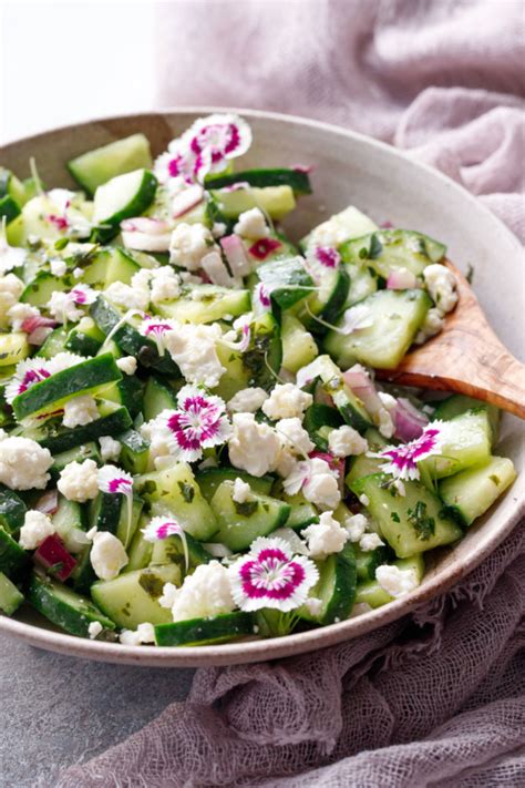 cucumber feta salad  herb vinaigrette love  olive oil