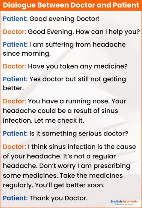 write  conversation  doctor  patient  examples