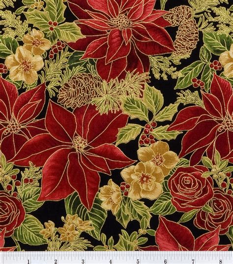 holiday inspirations fabric red allover poinsettia joann