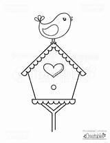 Bird Coloring Birdhouse Printable Perched Pages Colouring Clipart House Kids Birds Embroidery Patterns Template Printablecuttablecreatables Easy Cute Popular Sheets Library sketch template