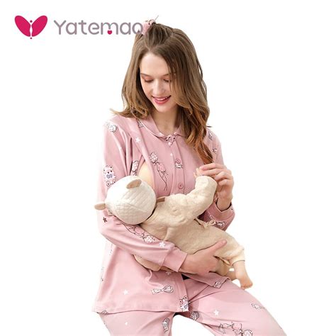 Yatemao New Maternity Nursing Pajama Set Pregancy Sleepwear Lounge