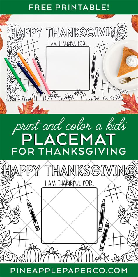 printable thanksgiving placemat coloring page pineapple paper