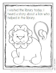 library lion coloring sheet library skills kindergarten library