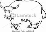 Yak Coloring Cartoon Book Vector Clipart Illustration Clip Drawing Line Asian sketch template