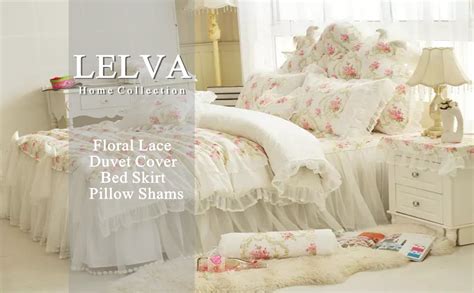 Lelva Girls Bedding Set Lace Ruffle Duvet