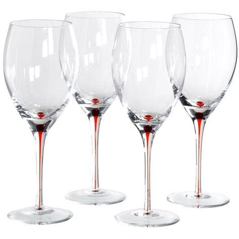 Set Of 4 Red Teardrop Wine Glasses 24 Liked On Polyvore Featuring