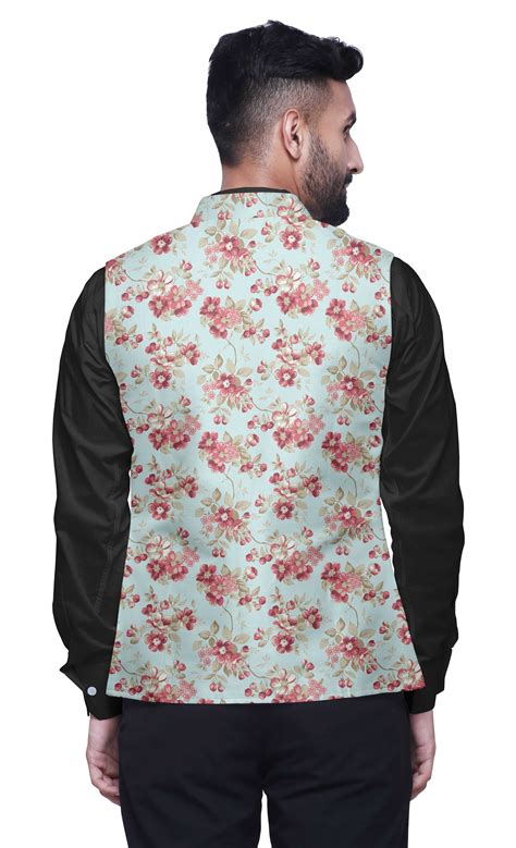 Atasi Lightweight Men Printed Nehru Jacket Casual Indian Waistcoat Af