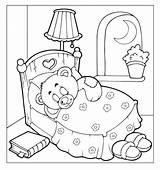 Coloring Teddy Bear Kids Pages Sleeping Bears Printable Baby Night Children Doll Bedroom Bedtime Color Colouring Kolorowanki Good Teddybear Kolorowanka sketch template