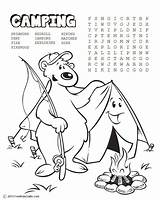Camping Word Search Coloring Pages Printable Scouts Beaver Kids Bear Tent Campfire Scout Cub Camp Print Template Freekidscrafts Girl Pattern sketch template