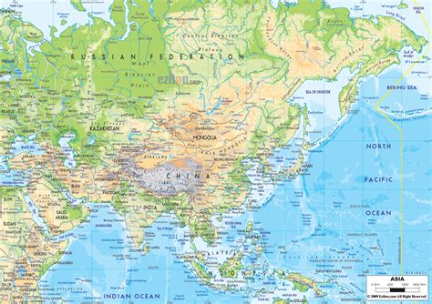 physical map  asia ezilon maps