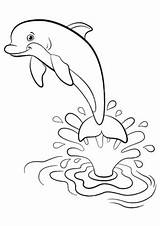 Dolphin Coloring Diving Pages Printable High sketch template