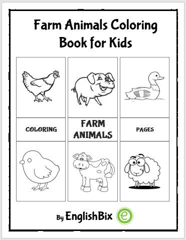 farm animals coloring book  kids englishbix