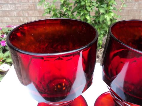 vintage 3 viking glass georgian honeycomb ruby red footed