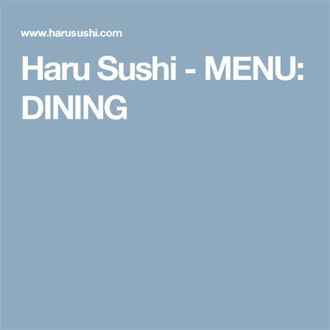 Japanese Dining Menu Nyc Haru Sushi Haru Sushi Sushi Menu