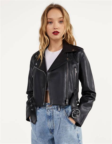 faux leather biker jacket jackets bershka spain faux leather biker jacket leather jackets